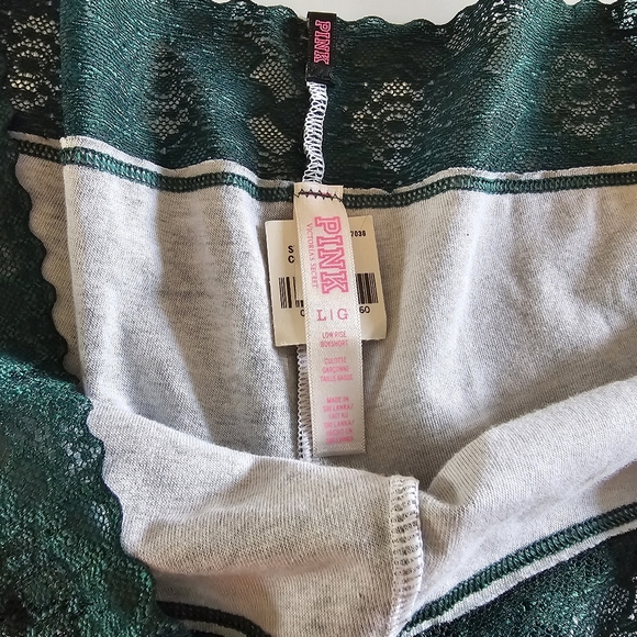 NWT PINK Victoria's Secret Green Plaid BOYSHORTS Lace Waistband Size Large - Picture 3 of 3